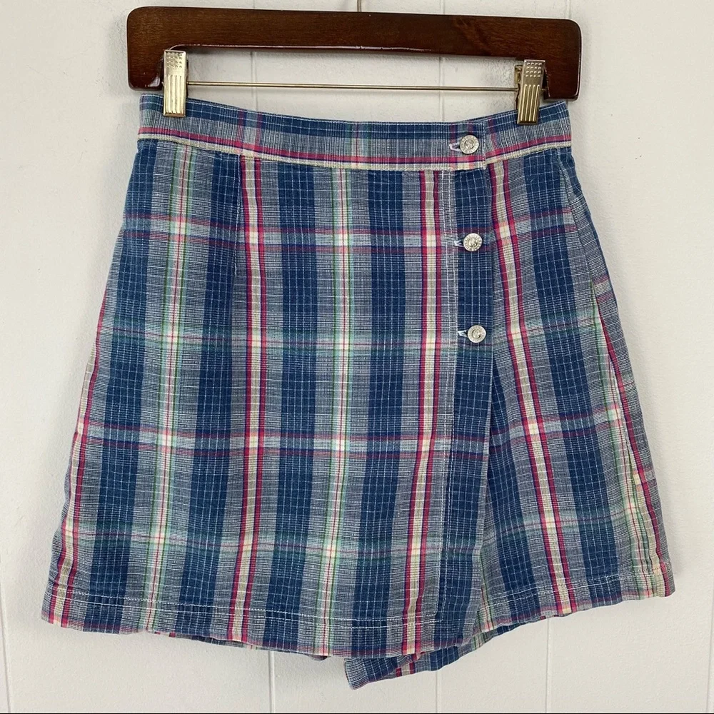 Vintage The Relay Company Plaid Button Front Skort Mini Skirt Size Small 26" - Picture 13 of 13